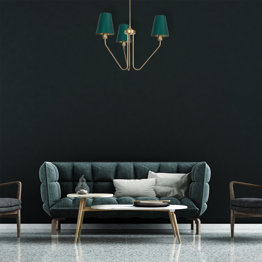 Подвесная люстра VICTORIA 3xE27/60W/230V зеленая