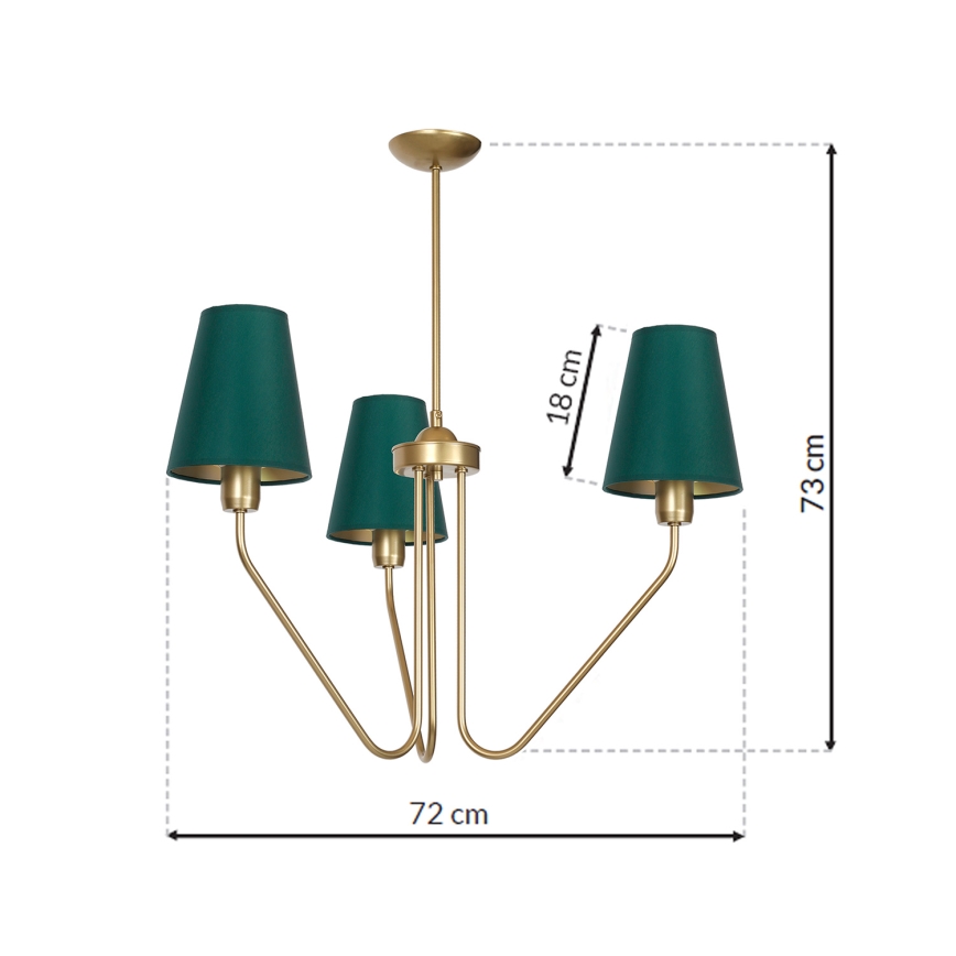 Подвесная люстра VICTORIA 3xE27/60W/230V зеленая