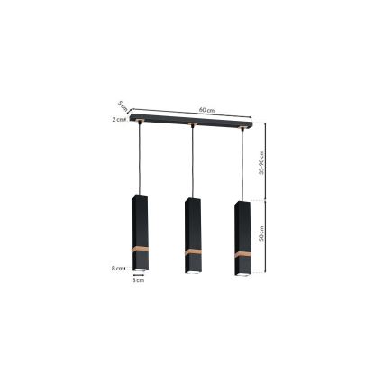 Подвесная люстра VIDAR 3xGU10/25W/230V