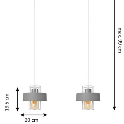Подвесная люстра VOLTA 2xE27/15W/230V серая