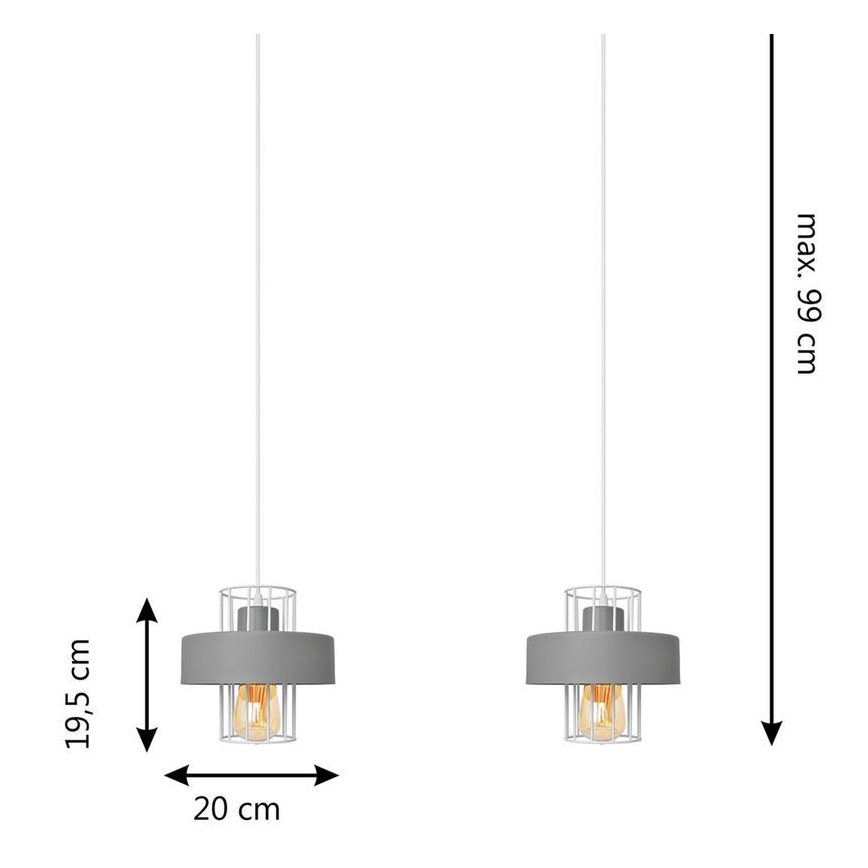 Подвесная люстра VOLTA 2xE27/15W/230V серая