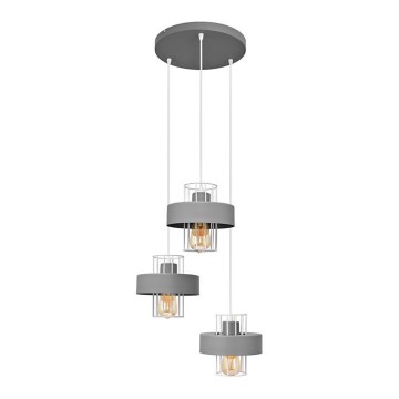 Подвесная люстра VOLTA 3xE27/15W/230V диаметр 42 cm серая