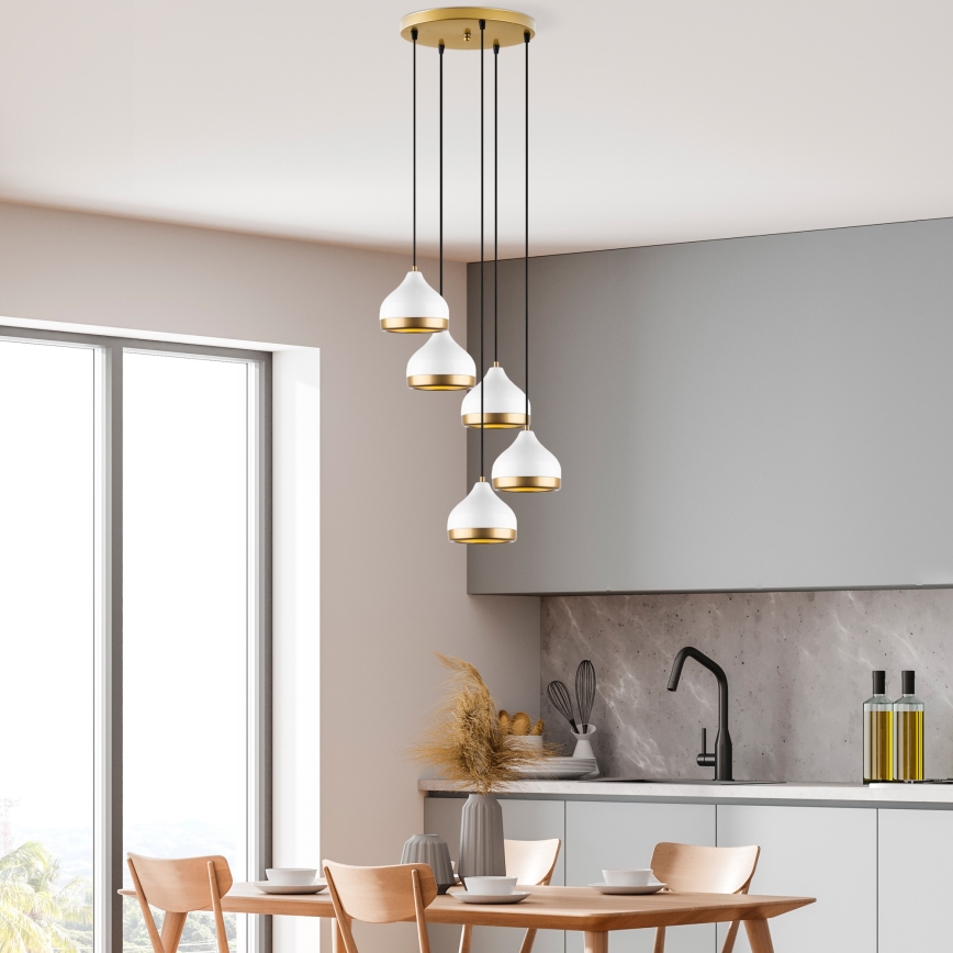 Подвесная люстра YILDO 5xE27/40W/230V белый/золотистый