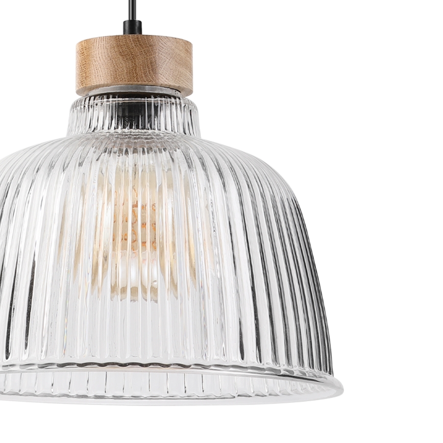 Подвесной светильник ASTA на тросе, 1xE27/60W/230V, диаметр 28 см, дуб