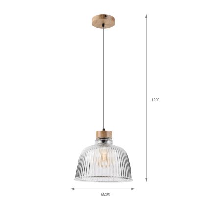Подвесной светильник ASTA на тросе, 1xE27/60W/230V, диаметр 28 см, дуб