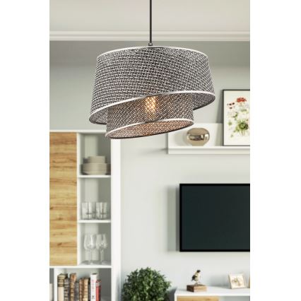 Подвесной светильник BARETTE 1xE27/60W/230V серый/глянцевый хром