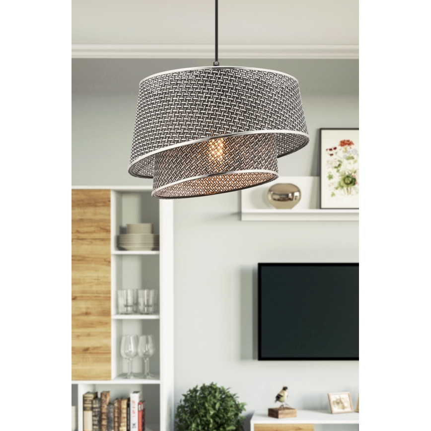 Подвесной светильник BARETTE 1xE27/60W/230V серый/глянцевый хром