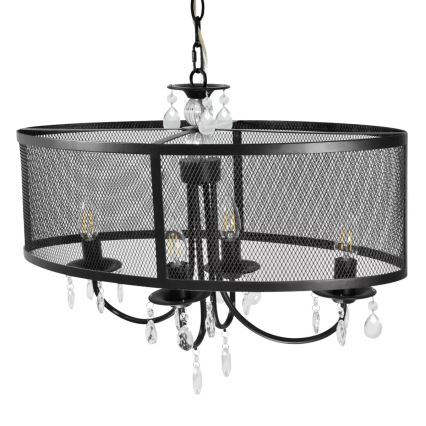 Подвесная люстра на цепи BRESSO 4xE14/12W/230V черного цвета