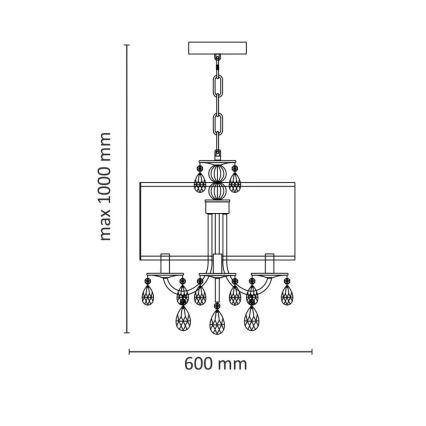 Подвесная люстра на цепи BRESSO 4xE14/12W/230V черного цвета