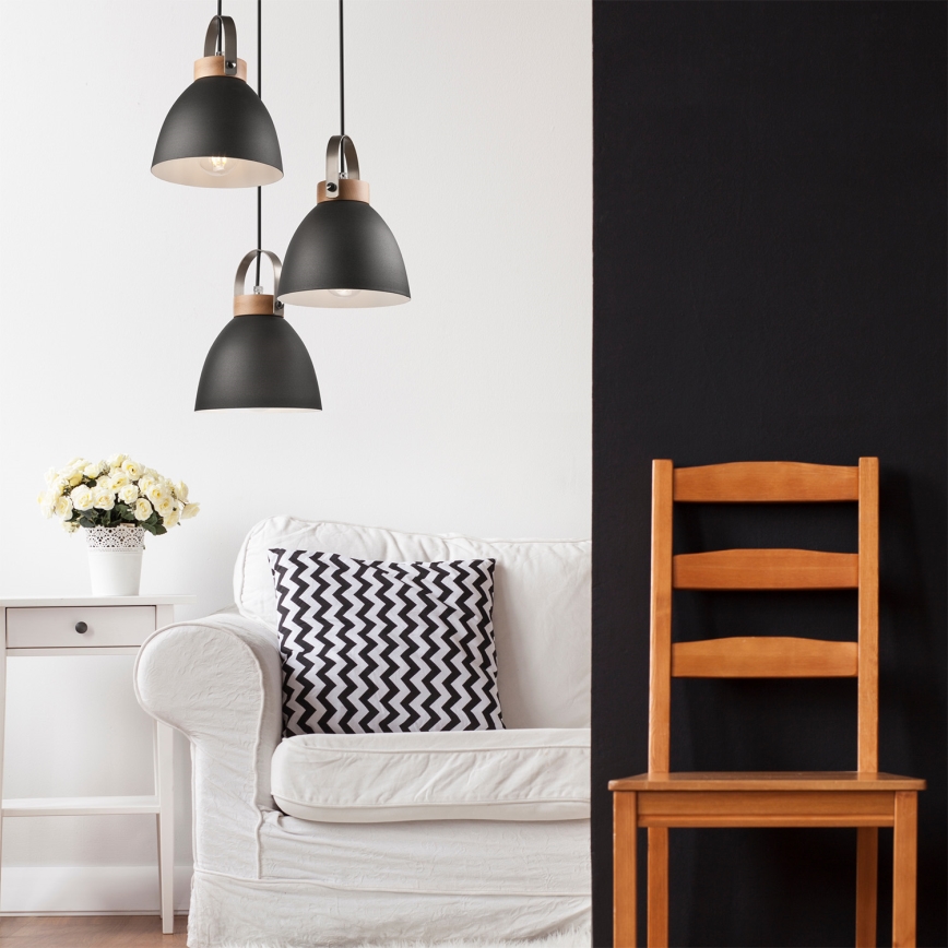 Подвесной светильник на тросе DANIELLE 3xE27/60W/230V бук