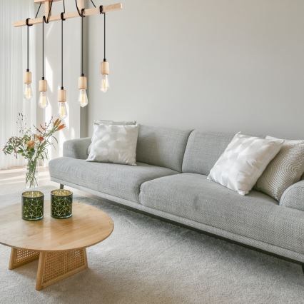 Подвесной светильник на тросе LEON 5xE27/60W/230V бук