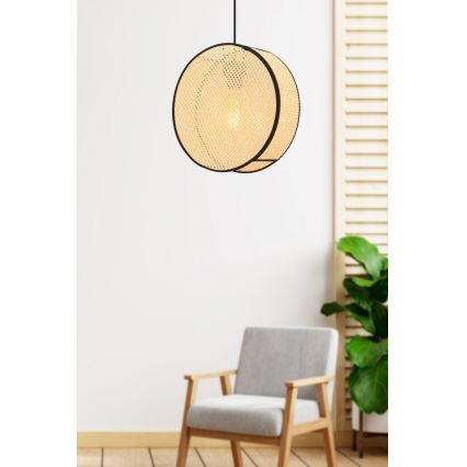 Подвесной светильник на шнуре BIG DRUM 1xE27/60W/230V бежевый/чёрный