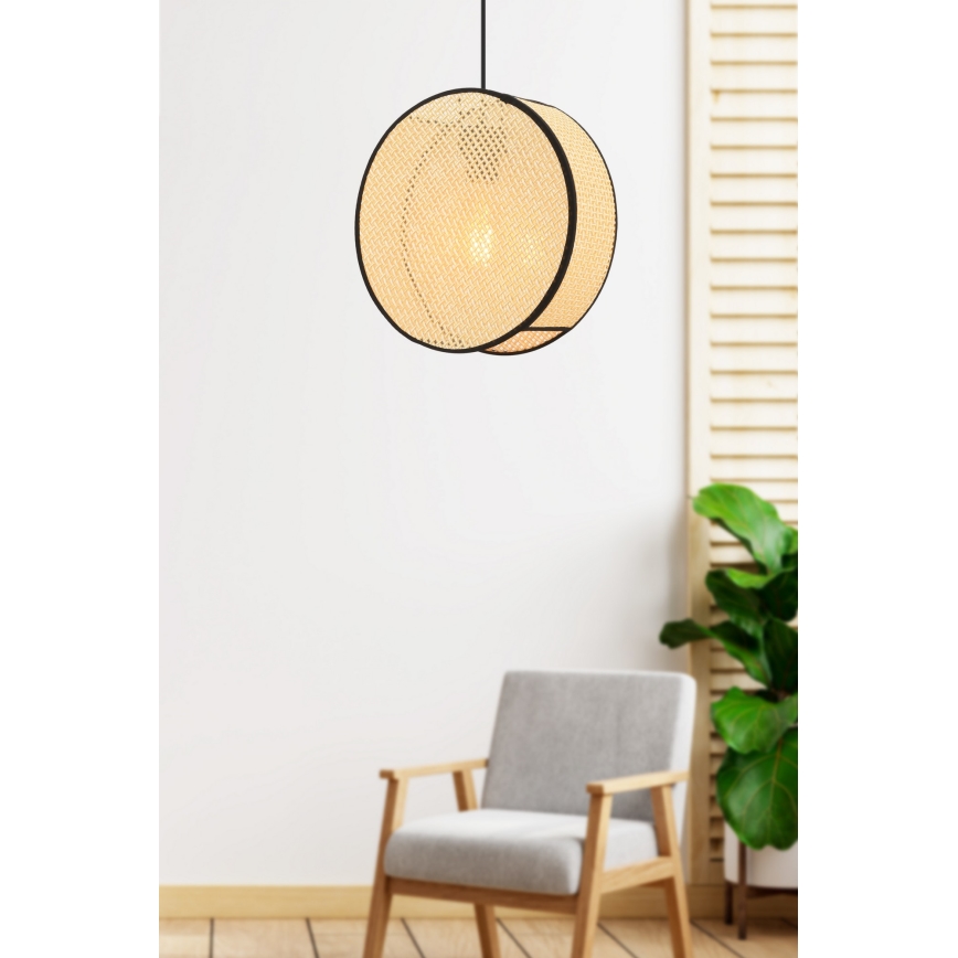 Подвесной светильник на шнуре BIG DRUM 1xE27/60W/230V бежевый/чёрный