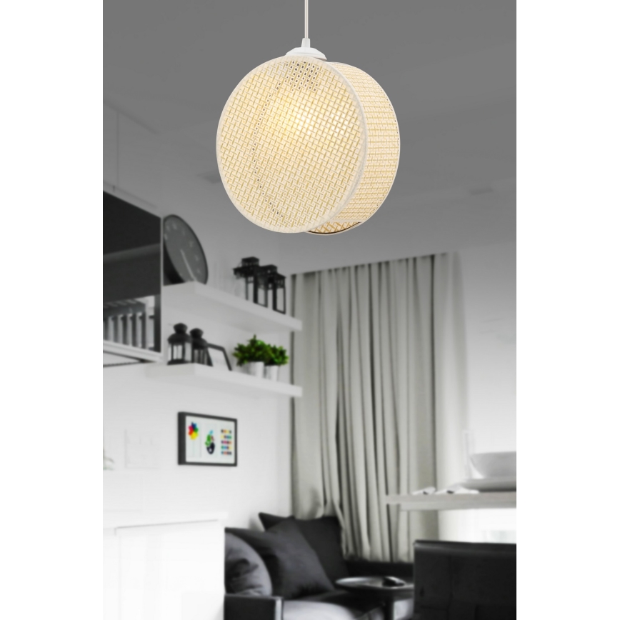 Подвесной светильник на шнуре DRUM 1xE27/60W/230V кремовый