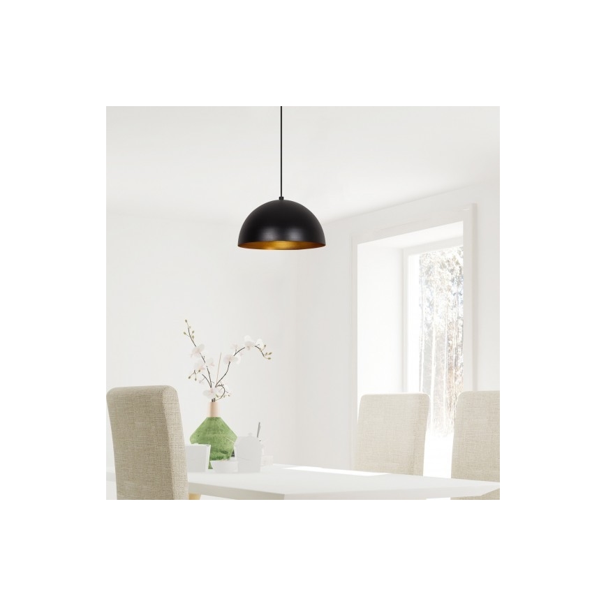 Подвесной светильник на шнуре SIVANI 1xE27/40W/230V, диаметр 30 см, чёрный/медный