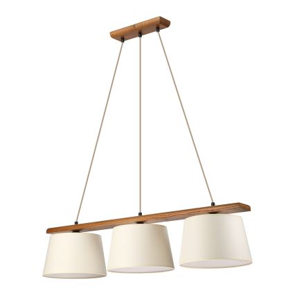 Подвесной светильник на тросе AIDA, 3xE27/15W/230V, диам. 25 см, дуб/кремовый