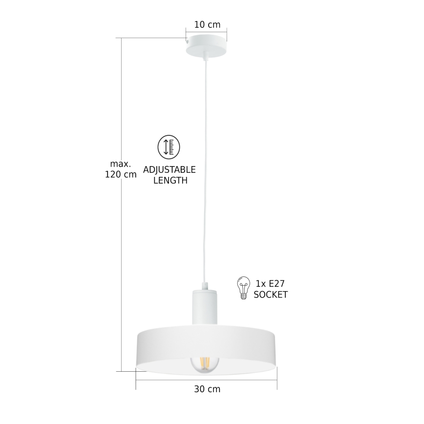 Подвесной светильник на тросе ARCANE 1xE27/60W/230V белый