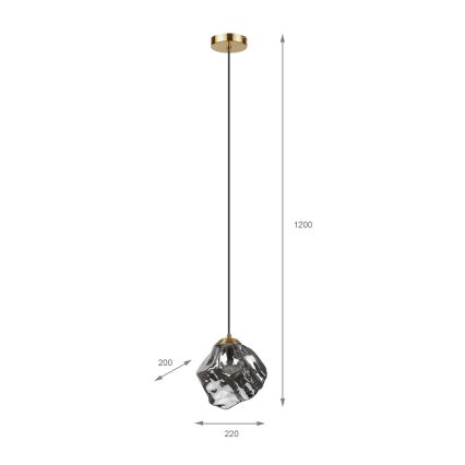 Подвесной светильник на тросе CRISTAL 1xE14/15W/230V латунь/дымчато-чёрный