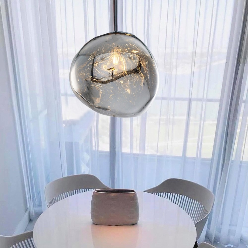 Подвесной светильник на тросе CRUMPLED 1xE27/24W/230V, диаметр 36 см, дымчатый