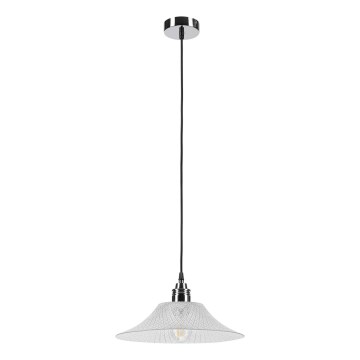 Подвесной светильник на тросе JULL 1xE27/15W/230V, глянцевый хром/прозрачный