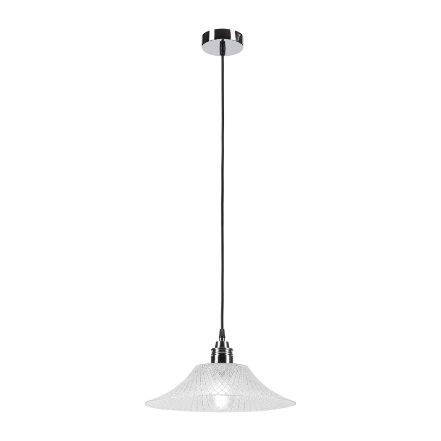 Подвесной светильник на тросе JULL 1xE27/15W/230V, глянцевый хром/прозрачный