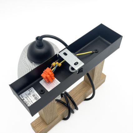 Подвесной светильник на тросе LEANDRA 1xE27/15W/230V дуб/чёрный