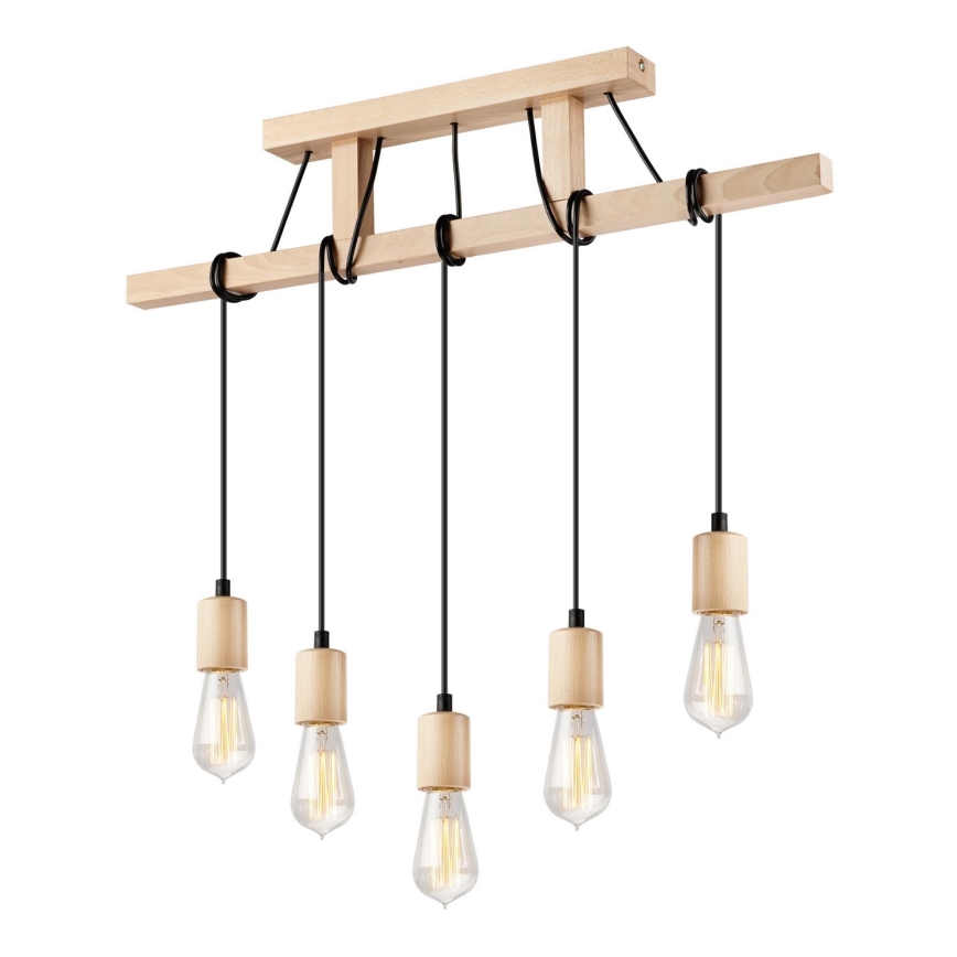 Подвесной светильник на тросе LEON 5xE27/60W/230V бук