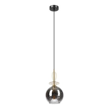 Подвесной светильник на тросе VELLO 1xE27/15W/230V черный/дымчато-бежевый/черный