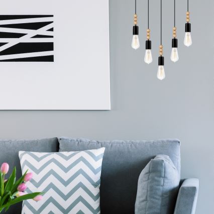 Подвесной светильник на тросе SIMON 5xE27/60W/230V