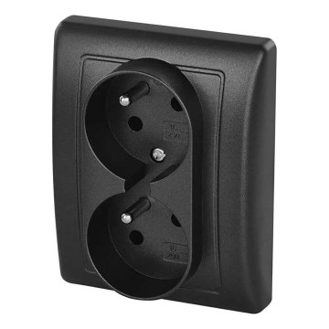 Подвійна розетка для дому 250V/16A антрацит