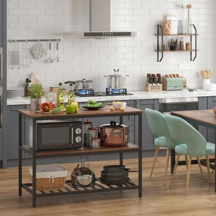 Поличний стелаж для кухні MARGE коричневий/чорний