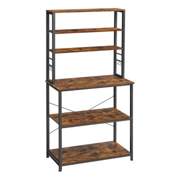 Поличний стелаж для кухні MARGE — коричневий/чорний