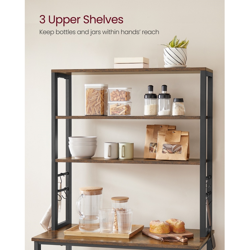 Поличний стелаж для кухні MARGE — коричневий/чорний