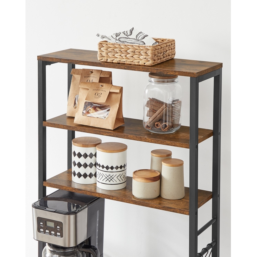 Полочный стеллаж MARGE, коричневый/чёрный