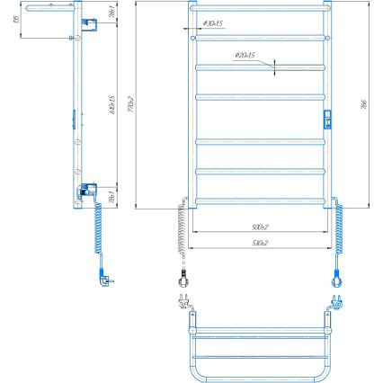 Полотенцесушарка для ванної HOME 95W/230V 77x53 см нержавіюча сталь/хром права