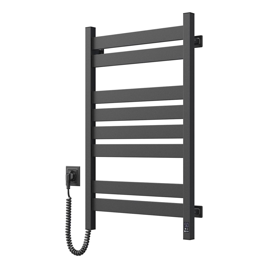 Полотенцесушарка-«драбина» LARGO для ванної кімнати з термостатом 432W/230V 80,6 cm IP44, чорна, ліва, квадратна