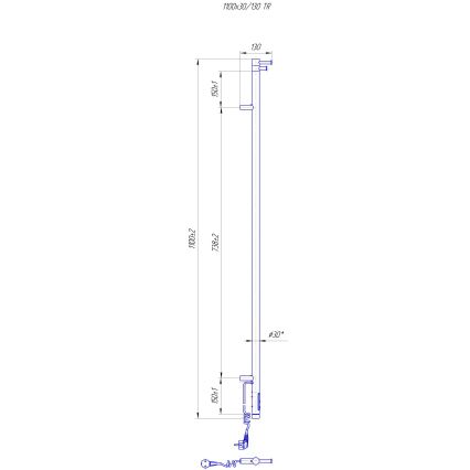 Полотенцесушитель для ванной RAY, 25 Вт/230 В, 110×30 см, IP44, нержавеющая сталь/антрацит