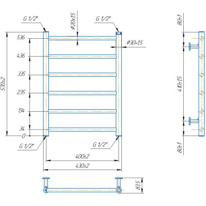 Полотенцесушник‑«сходи» для ванної кімнати INOX FLAT 122W/230V 57x43 см нержавіюча сталь/полірований хром