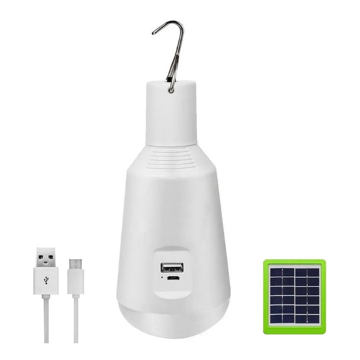 Портативна LED лампочка на сонячній батареї 3в1 LED/7W/230V 3000K/4000K/6400K + USB зарядка