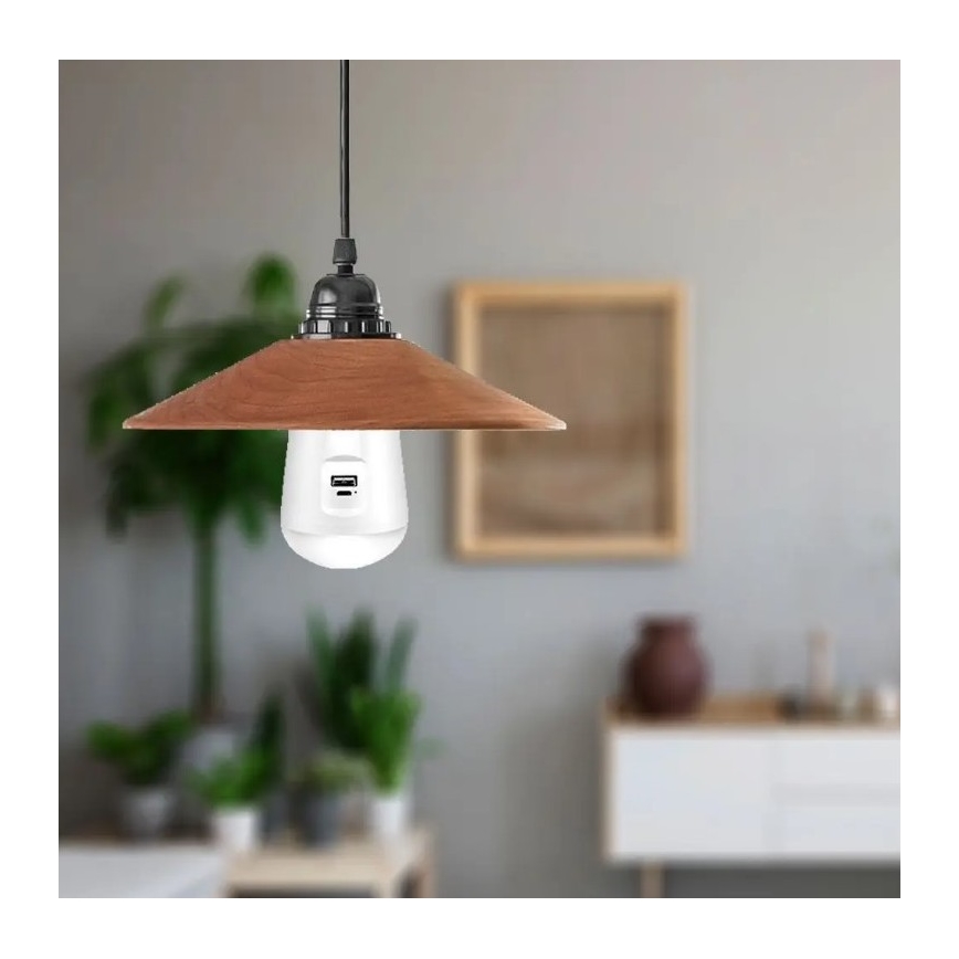 Портативна LED лампочка на сонячній батареї 3в1 LED/7W/230V 3000K/4000K/6400K + USB зарядка