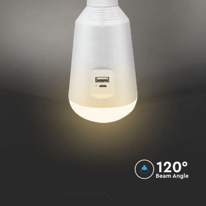 Портативна LED лампочка на сонячній батареї 3в1 LED/7W/230V 3000K/4000K/6400K + USB зарядка