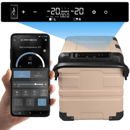 Портативний авторефрижератор з РК-дисплеєм 39 л 230V/12V/24V коричневий