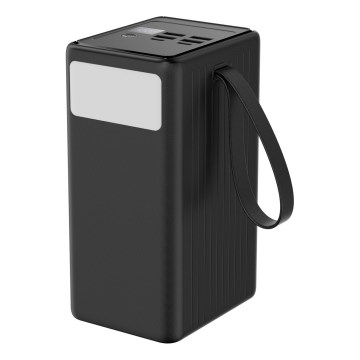 Портативный аккумулятор 70000 мА·ч, 20 Вт с поддержкой Power Delivery (PD), 4xUSB-A + 2xUSB-C, с LED-фонариком и кабелем USB-C 1 м, чёрный