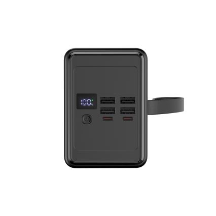 Портативный аккумулятор 80000 мАч, 20 Вт Power Delivery, 4xUSB-A + 2xUSB-C с LED-фонариком и кабелем USB-C 1 м, чёрный
