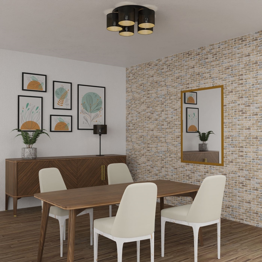 Потолочна люстра LOFT SHADE 5xE27/60W/230V чорний/золотий