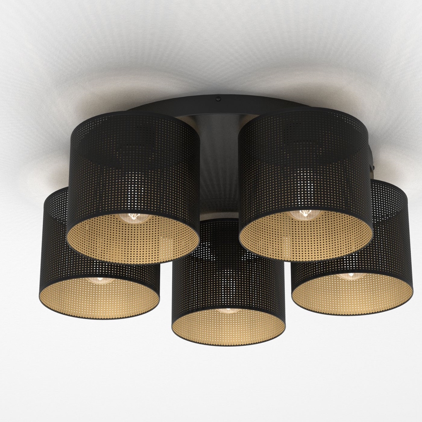 Потолочна люстра LOFT SHADE 5xE27/60W/230V чорний/золотий