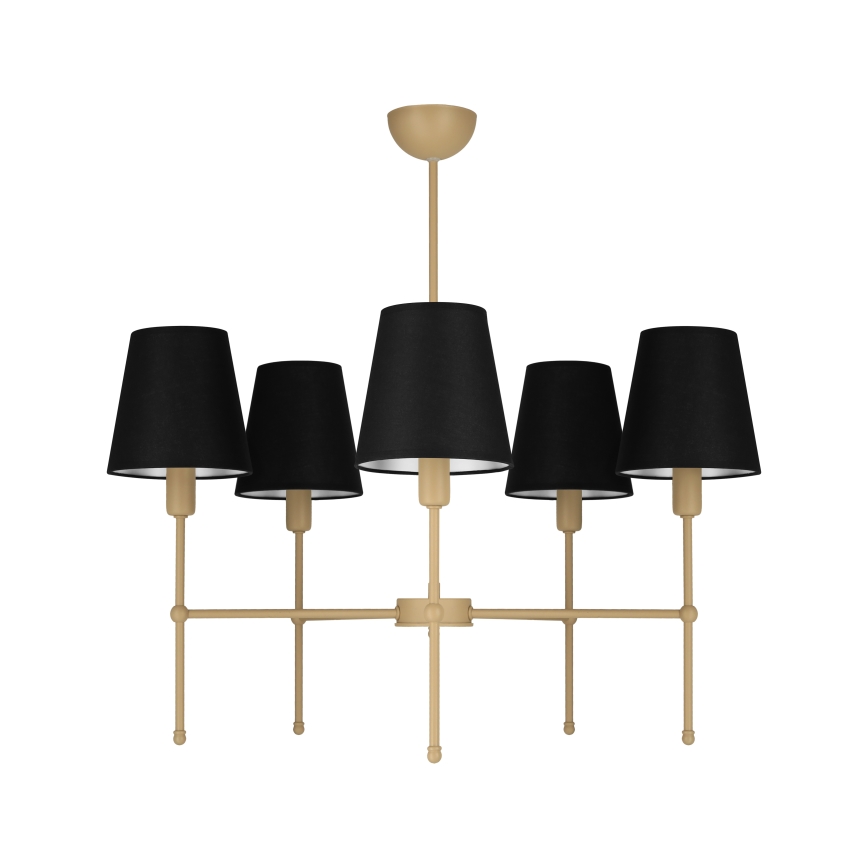 Потолочная люстра на штанге MADELA 5xE14/40W/230V, чёрная/бежевая