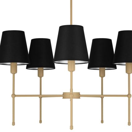 Потолочная люстра на штанге MADELA 5xE14/40W/230V, чёрная/бежевая