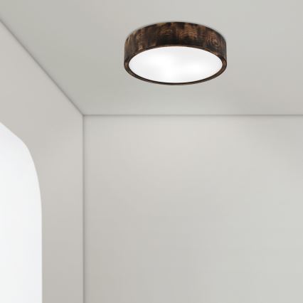 Потолочне світильник для ванної кімнати OAK SMOKY 3xE27/15W/230V IP54 Ø 37,5 см дуб/коричневий