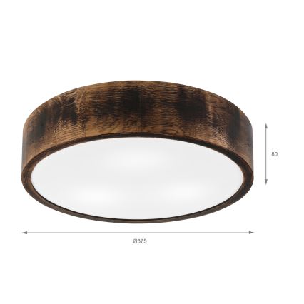 Потолочне світильник для ванної кімнати OAK SMOKY 3xE27/15W/230V IP54 Ø 37,5 см дуб/коричневий